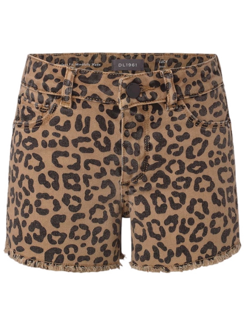 DL1961 Girls Lucy Cut Off Leopard Print Denim Shorts